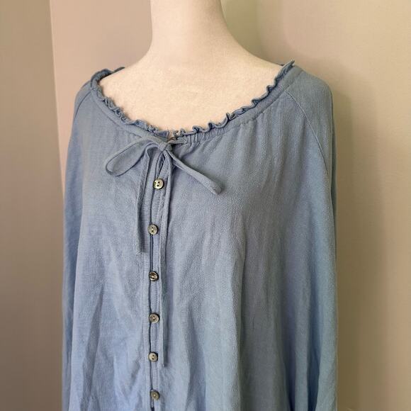 Lulu's light blue button front poncho top dress size M - Picture 3 of 8